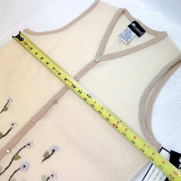 Women's Vintage Embroidered Whimsical Wool Spring Sweater Vest Sag Harbor - Picture 10 of 12